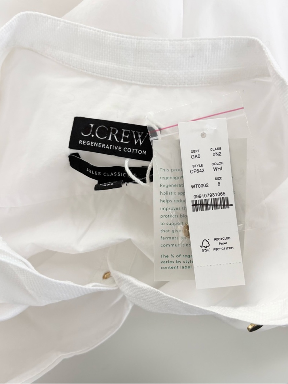 NWT J. Crew Jules Tuxedo Shirt Cotton Poplin White - Picture 4 of 6
